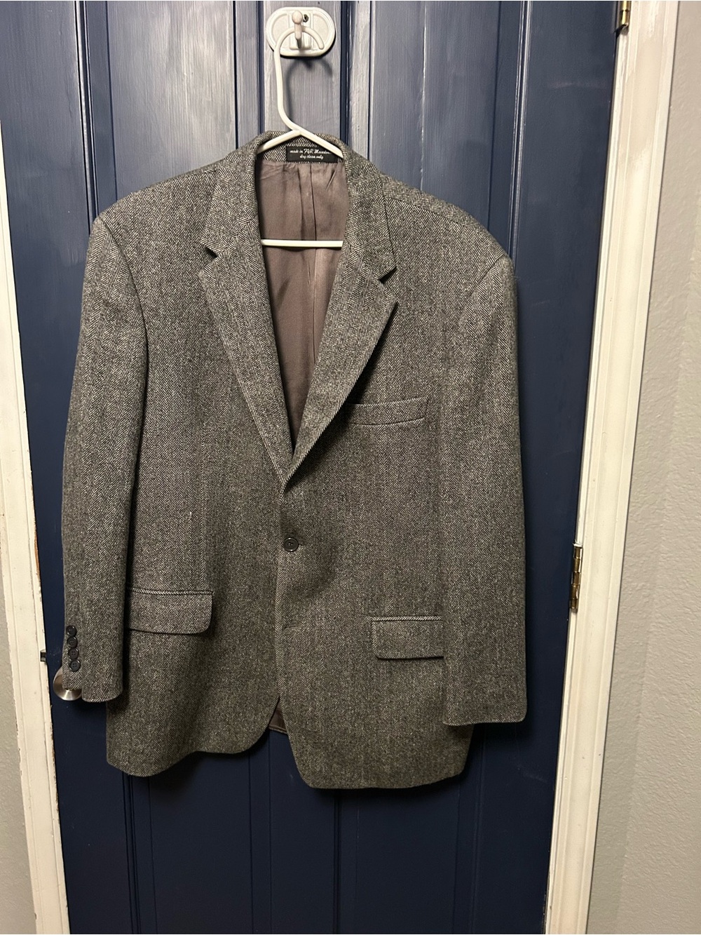Men's Gray Wool-Blend Notch Lapel Blazer